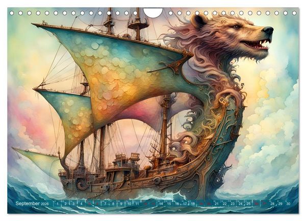 Produktbild: Fantasie-Drachensegelschiffe (Wandkalender 2026 DIN A4 quer), CALVENDO Monatskalender