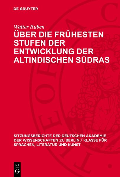 Produktbild: &Uuml;ber die fr&uuml;hesten Stufen der Entwicklung der altindischen Sūdras