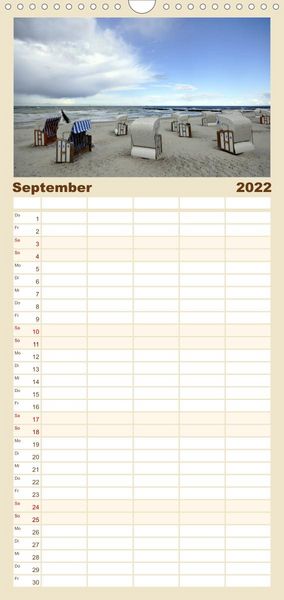 Produktbild: Familienplaner Strandkorb-Impressionen (Wandkalender 2022 , 21 cm x 45 cm, hoch)