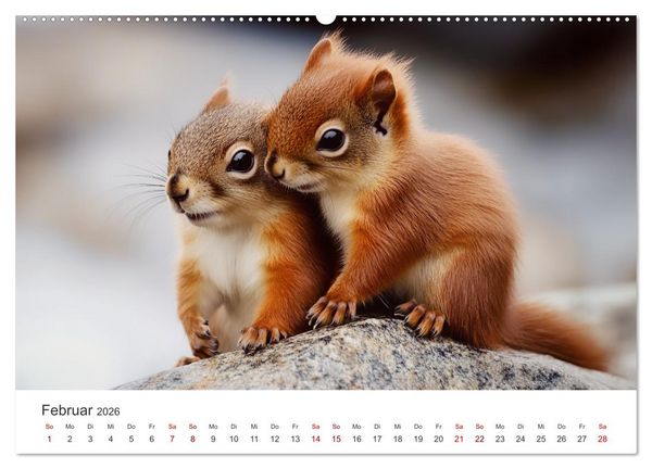 Produktbild: Das geheime Leben der Eichh&ouml;rnchen - Ein Jahr zwischen Baumwipfeln und Nussverstecken (hochwertiger Premium Wandkalender 2026 DIN A2 quer), Kunstdruck in Hochglanz