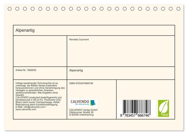 Produktbild: Alpenartig (Tischkalender 2026 DIN A5 quer), CALVENDO Monatskalender