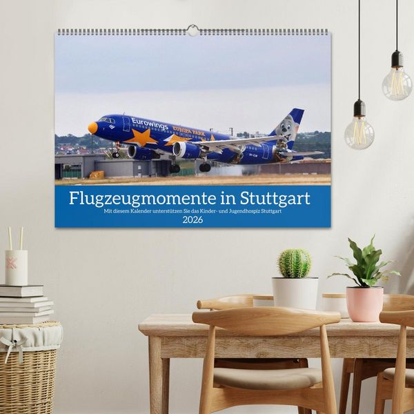 Produktbild: Flugzeugmomente in Stuttgart (Wandkalender 2026 DIN A2 quer), CALVENDO Monatskalender