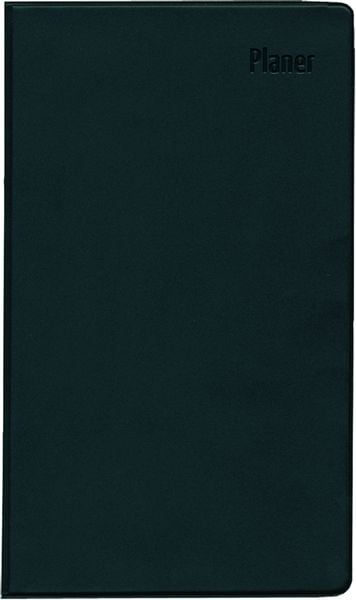 Taschenplaner Leporello PVC schwarz 2025 - Bürokalender 9,5x16 cm - 1 Monat auf 2 Seite - separates Adressheft - faltbar