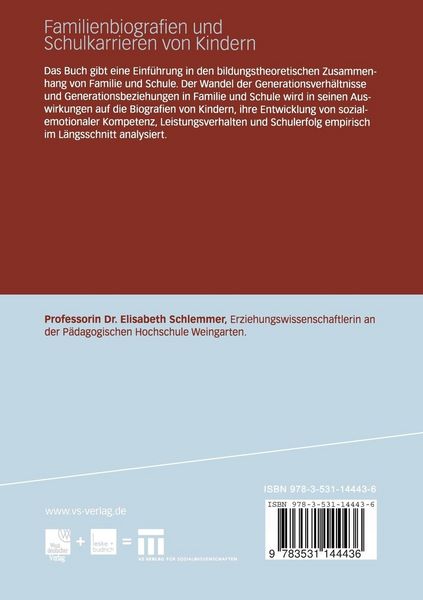 Produktbild: Familienbiografien und Schulkarrieren von Kindern