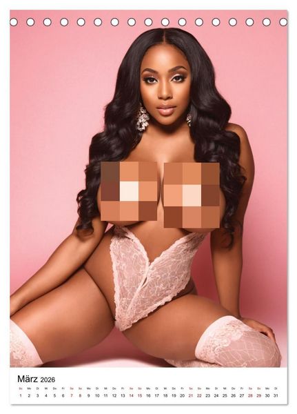 Produktbild: Busty Black - Vollbusige, exotische Frauen (Tischkalender 2026 DIN A5 hoch), CALVENDO Monatskalender