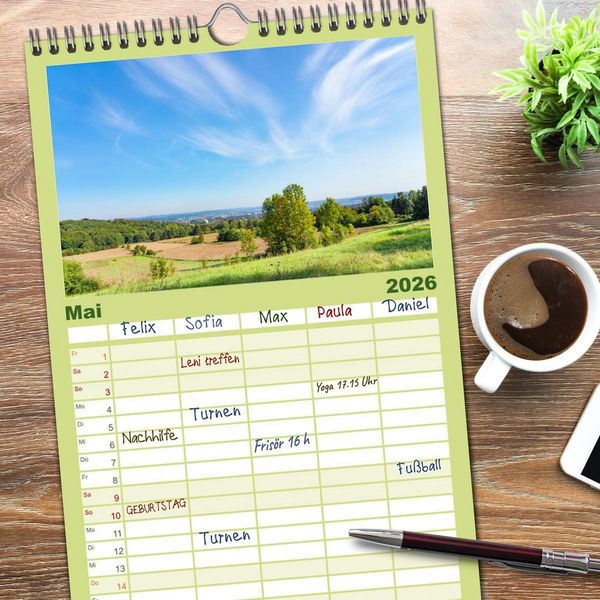 Produktbild: Familienplaner 2026 - Kassel - Natur pur mit 5 Spalten (Wandkalender, 21 x 45 cm) CALVENDO