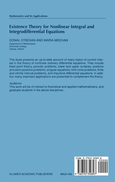 Produktbild: Existence Theory for Nonlinear Integral and Integrodifferential Equations