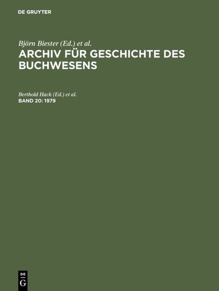 Produktbild: Archiv f&uuml;r Geschichte des Buchwesens / 1979