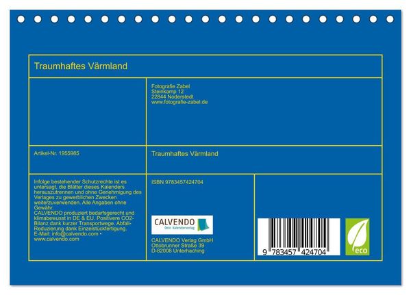 Produktbild: Traumhaftes V&auml;rmland (Tischkalender 2026 DIN A5 quer), CALVENDO Monatskalender