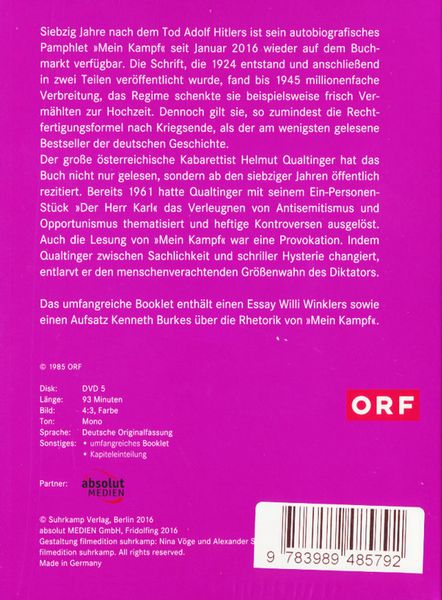 Produktbild: Helmut Qualtinger liest &raquo;Mein Kampf&laquo;