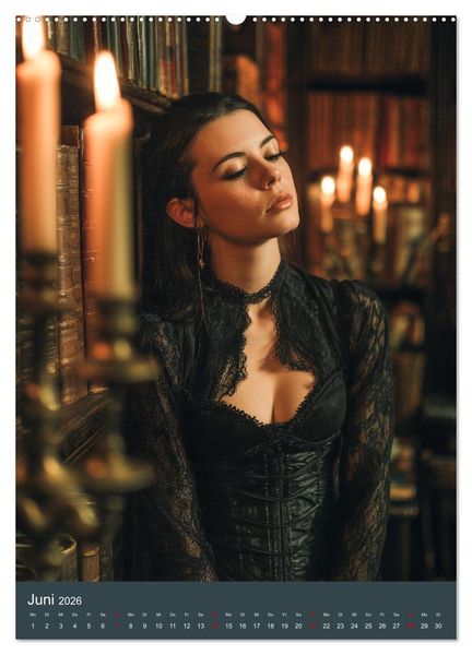 Produktbild: Gothic Girls - d&uuml;stere Frauen in schwarzer Gothic-Kleidung (hochwertiger Premium Wandkalender 2026 DIN A2 hoch), Kunstdruck in Hochglanz