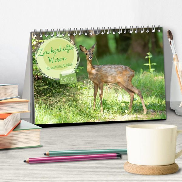 Produktbild: Zauberhafte Wesen - anmutiges Rehwild (Tischkalender 2026 DIN A5 quer), CALVENDO Monatskalender