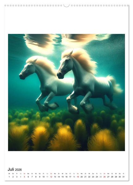 Produktbild: Pferde unter Wasser - Saddle up, die Tauchfahrt beginnt (hochwertiger Premium Wandkalender 2026 DIN A2 hoch), Kunstdruck in Hochglanz