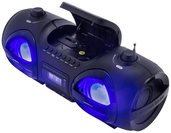 Produktbild: UNIVERSUM BB 500-20 Ghettoblaster UKW AUX, Bluetooth&reg;, CD, SD, USB Inkl. Fernbedienung, Stimmungslicht Schwarz