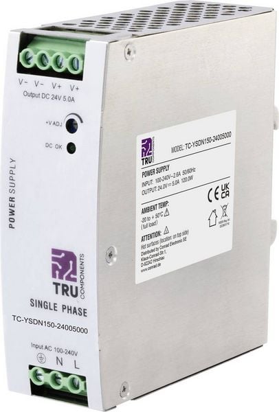 TRU COMPONENTS TC-10580792 Hutschienen-Netzteil (DIN-Rail) 24 V/DC 5 A 120 W Anzahl Ausgänge:1 x Inhalt 1 St.