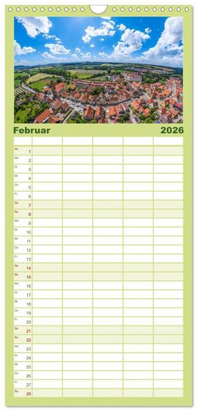 Produktbild: Familienplaner 2026 - Meine Heimat von oben ... Luftaufnahmen vom Fr&auml;nkischen Seenland mit 5 Spalten (Wandkalender, 21 x 45 cm) CALVENDO