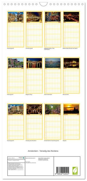 Produktbild: Familienplaner 2026 - Amsterdam - Venedig des Nordens mit 5 Spalten (Wandkalender, 21 x 45 cm) CALVENDO