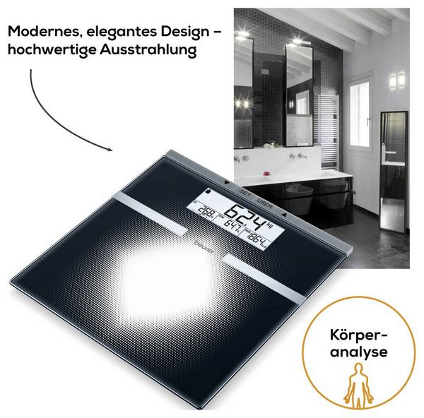 Produktbild: Beurer BG 21 K&ouml;rperanalysewaage 76430 digital W&auml;gebereich (max.)=180kg Silber
