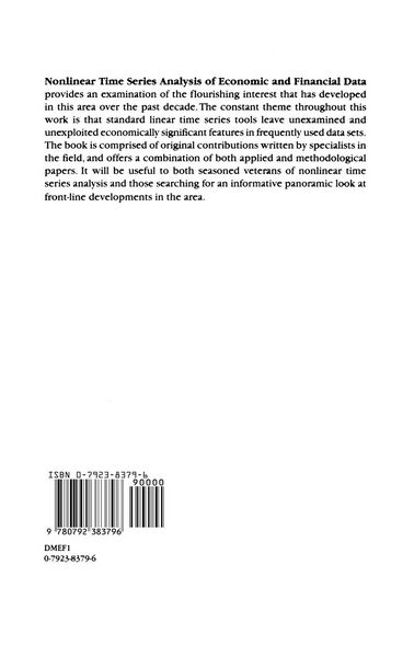 Produktbild: Nonlinear Time Series Analysis of Economic and Financial Data