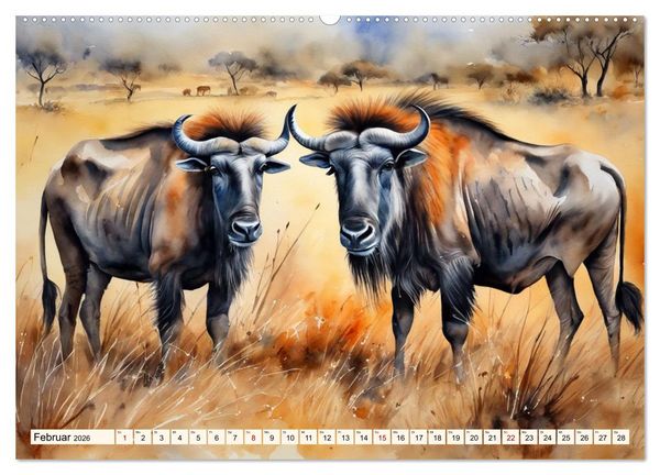 Produktbild: Zauberhafte Aquarelle von Afrikas Tierwelt (Wandkalender 2026 DIN A2 quer), CALVENDO Monatskalender