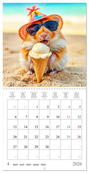 Produktbild: On holiday with AI hamsters (Wall Calendar 2026 12 &times; 12 Inch) CALVENDO 12 Month Wall Calendar