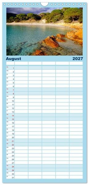 Produktbild: Familienplaner 2027 - Korsika - Farben einer wilden Sch&ouml;nheit mit 5 Spalten (Wandkalender, 21 x 45 cm) CALVENDO