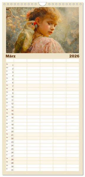Produktbild: Familienplaner 2026 - Tierliebe - In exotischer Umgebung mit 5 Spalten (Wandkalender, 21 x 45 cm) CALVENDO