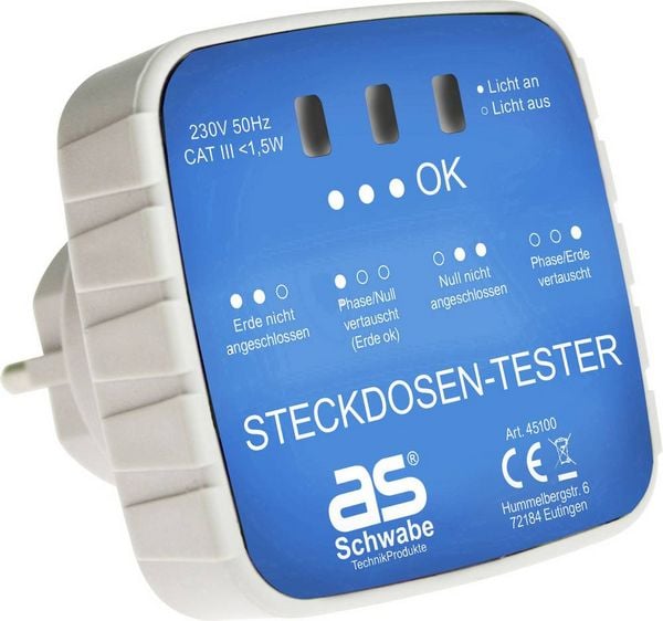 Produktbild: AS Schwabe 45100 Steckdosentester Optisch