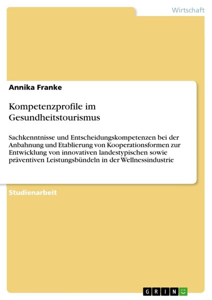 Produktbild: Kompetenzprofile im Gesundheitstourismus