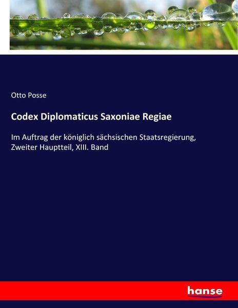 Codex Diplomaticus Saxoniae Regiae, Taschenbuch von , Hansebooks, 9783743611733