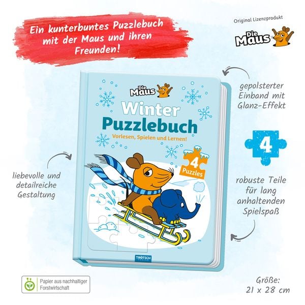 Produktbild: Tr&ouml;tsch Die Maus Winter-Puzzlebuch Puzzlebuch