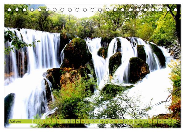 Produktbild: Die magischen Gew&auml;sser von Jiuzhaigou und Huanglong (Tischkalender 2026 DIN A5 quer), CALVENDO Monatskalender
