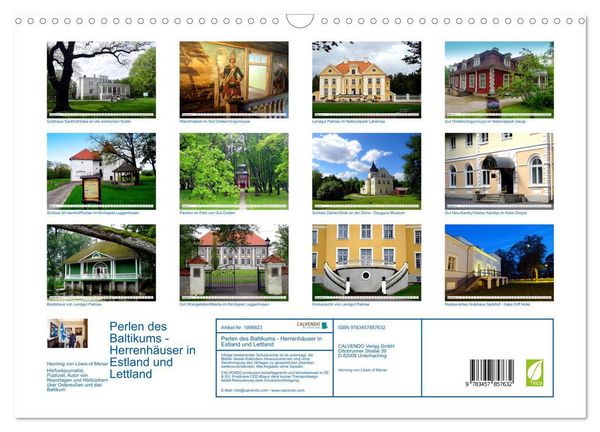Produktbild: Perlen des Baltikums - Herrenh&auml;user in Estland und Lettland (Wandkalender 2026 DIN A3 quer), CALVENDO Monatskalender