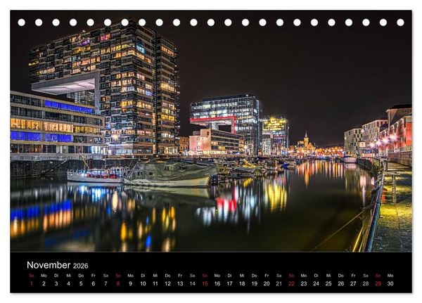 Produktbild: K&ouml;ln Impressionen bei Nacht (Tischkalender 2026 DIN A5 quer), CALVENDO Monatskalender