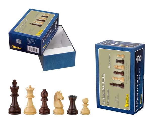 Schachfiguren Barbarossa, Königshöhe 90 mm, gewichtet, in Setup Box
