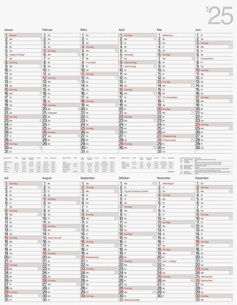 Rido/idé 7033665005 Plakatkalender Modell Vertikal (2025)| 1 Seite = 12 Monate