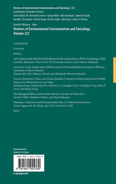 Produktbild: Reviews of Environmental Contamination and Toxicology Volume 223