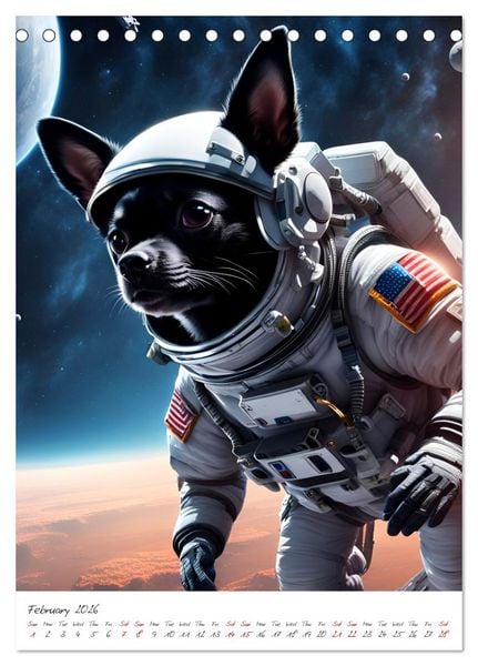 Produktbild: Chihuahua Adventure in Space (Desk Calendar 2026 DIN A5 portrait), CALVENDO 12 Month DeskCalendar