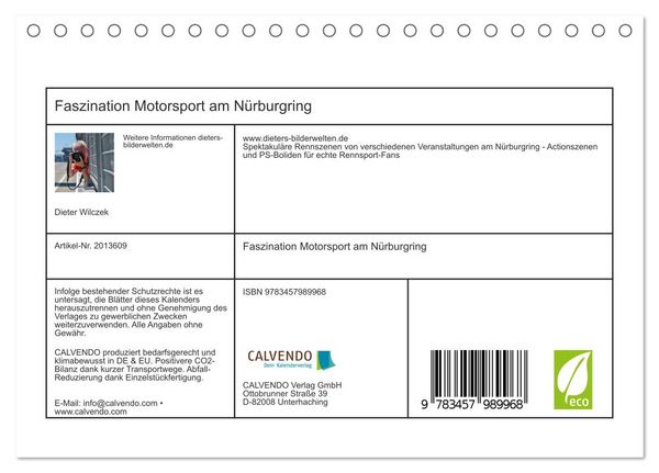 Produktbild: Faszination Motorsport am N&uuml;rburgring (Tischkalender 2026 DIN A5 quer), CALVENDO Monatskalender