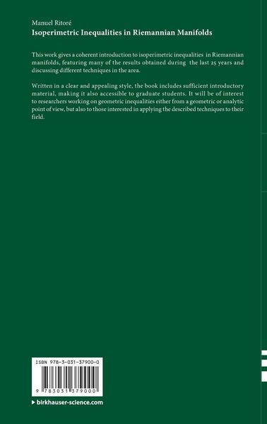Produktbild: Isoperimetric Inequalities in Riemannian Manifolds