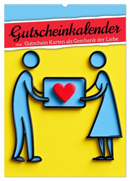 Produktbild: Gutscheinkalender - Gutschein Karten als Geschenk der Liebe (Wandkalender 2026 DIN A2 hoch), CALVENDO Monatskalender