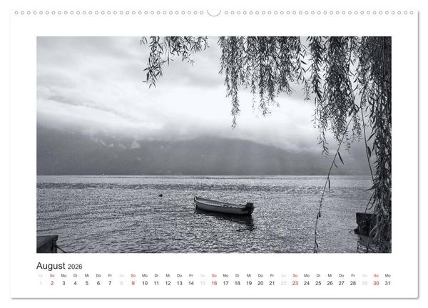 Produktbild: Limone sul Garda schwarzwei&szlig; (hochwertiger Premium Wandkalender 2026 DIN A2 quer), Kunstdruck in Hochglanz