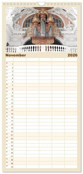 Produktbild: Familienplaner 2026 - Fantastische Welt der Orgeln mit 5 Spalten (Wandkalender, 21 x 45 cm) CALVENDO