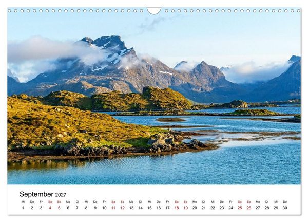 Produktbild: Inseln im Nordmeer - Lofoten-And&oslash;ya-Senja (Wandkalender 2027 DIN A3 quer), CALVENDO Monatskalender
