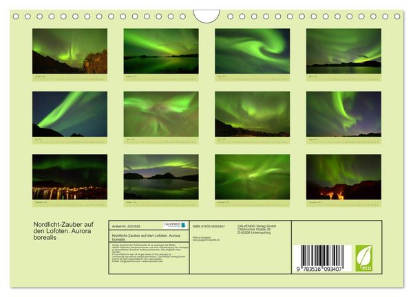 Produktbild: Nordlicht-Zauber auf den Lofoten. Aurora borealis (Wandkalender 2026 DIN A4 quer), CALVENDO Monatskalender