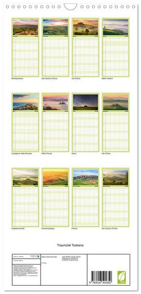 Produktbild: Familienplaner 2026 - Traumziel Toskana mit 5 Spalten (Wandkalender, 21 x 45 cm) CALVENDO