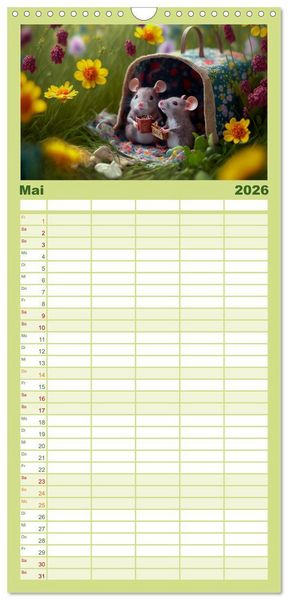 Produktbild: Familienplaner 2026 - M&auml;use Freunde mit 5 Spalten (Wandkalender, 21 x 45 cm) CALVENDO