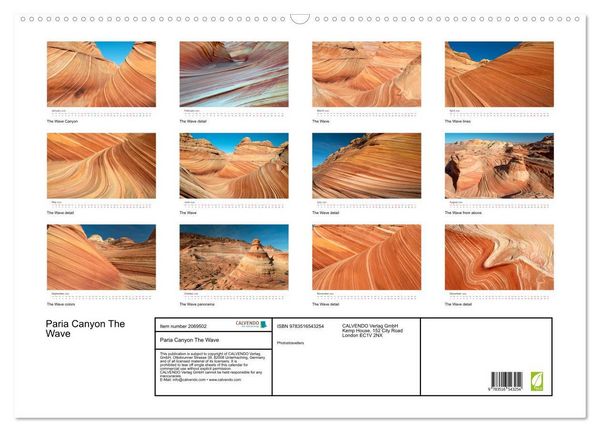 Produktbild: Paria Canyon The Wave (Wall Calendar 2026 DIN A2 landscape), CALVENDO 12 Month Wall Calendar