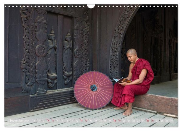 Produktbild: IM REICH DES BUDDHA - DER ROTE SCHIRM (Wandkalender 2027 DIN A3 quer), CALVENDO Monatskalender