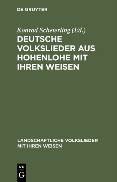Produktbild: Deutsche Volkslieder aus Hohenlohe mit ihren Weisen